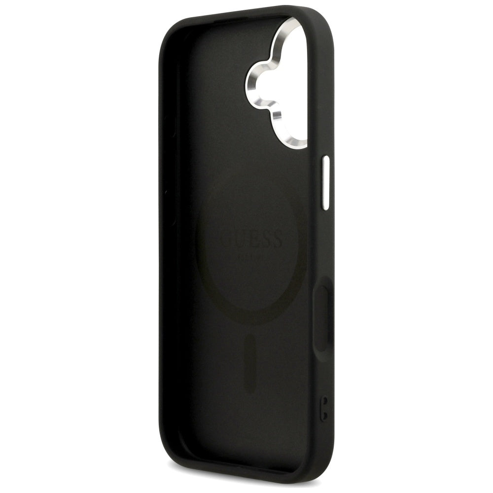 Funda MagSafe para Apple iPhone 17, Guess, Peony Hot Stamp Script, Negra