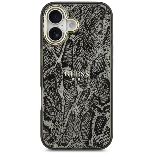 Funda MagSafe para Apple iPhone 17, Guess, Patrón Python, Negra