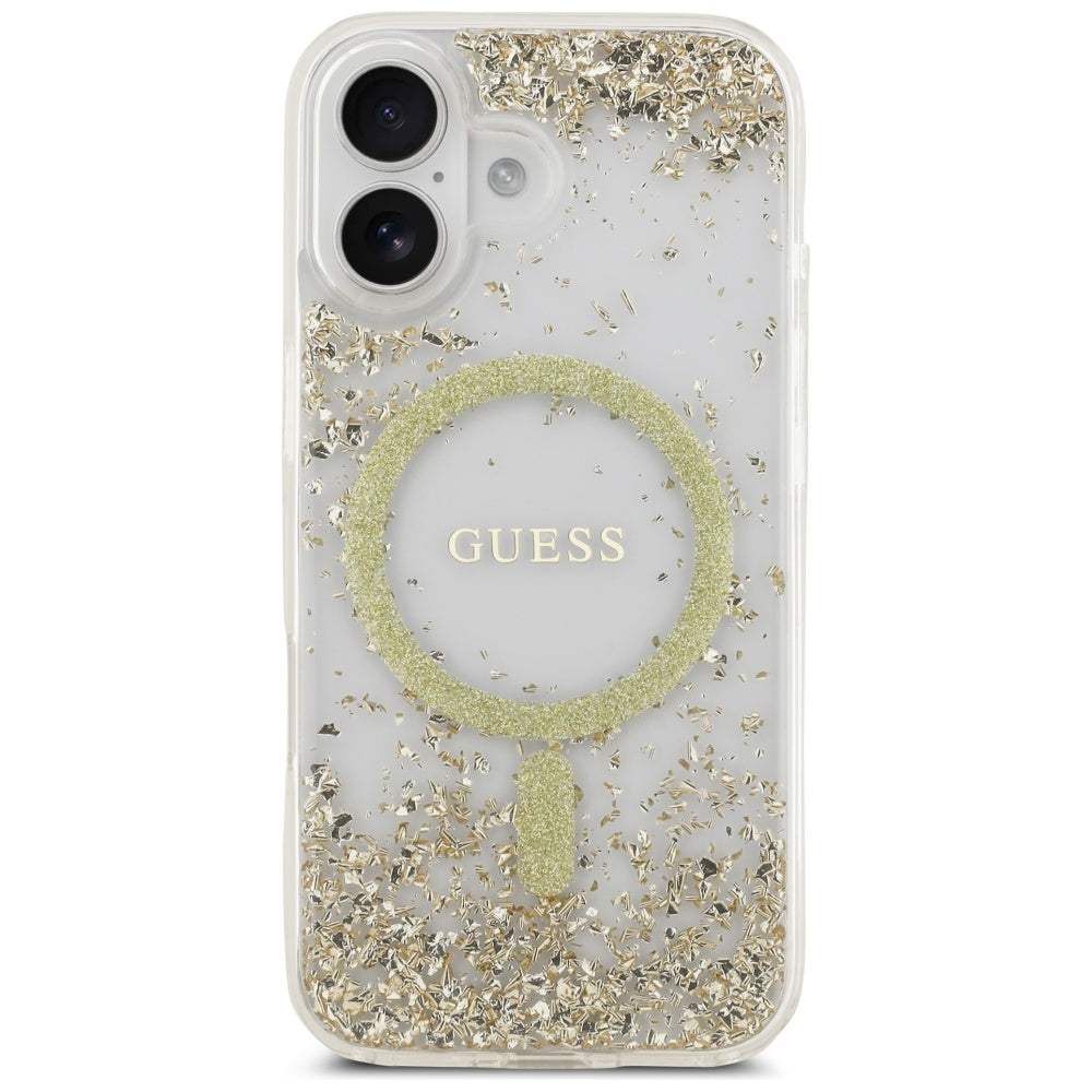 Funda MagSafe para Apple iPhone 17, Guess, Resin Bottom Glitter, Dorada