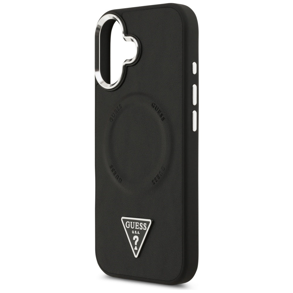Funda MagSafe para Apple iPhone 17, Guess, Logo Triangular, Negra Plateada