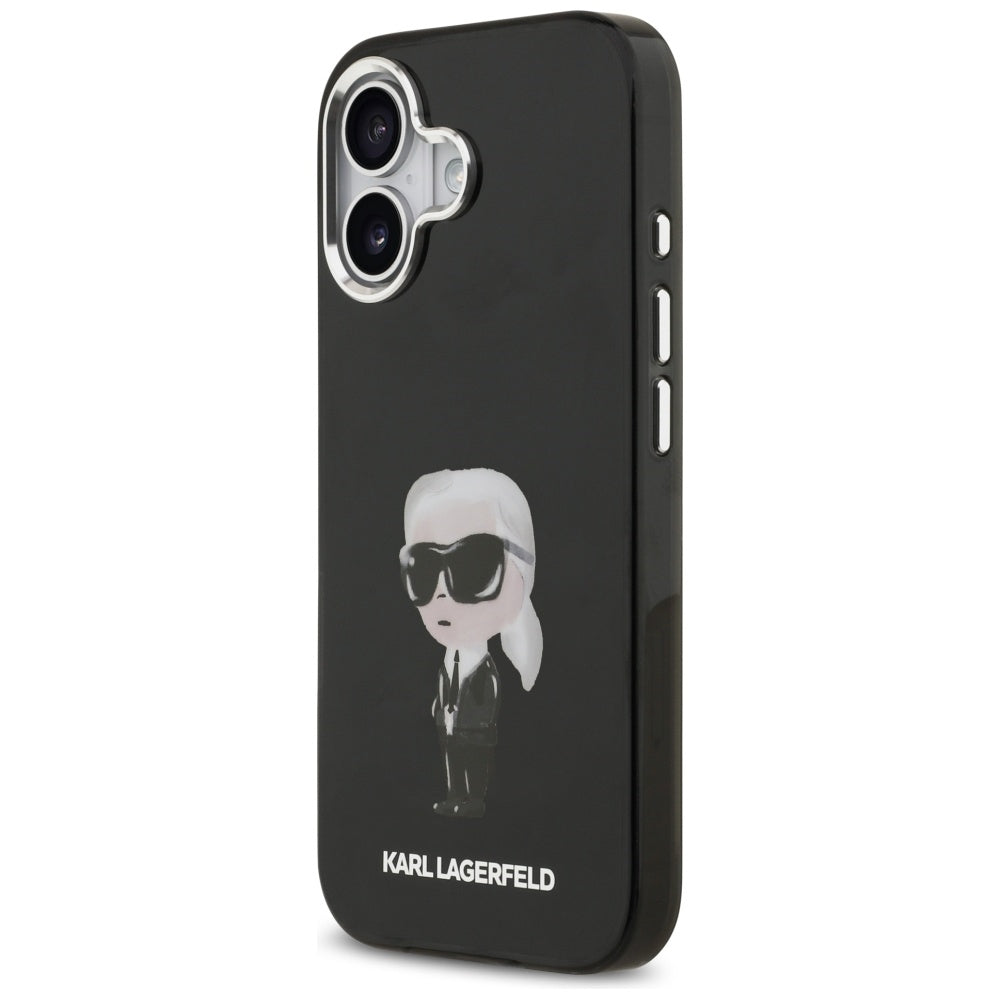 Funda MagSafe para Apple iPhone 17, Karl Lagerfeld, IML Aquarelle Karl Ikonik, Negra