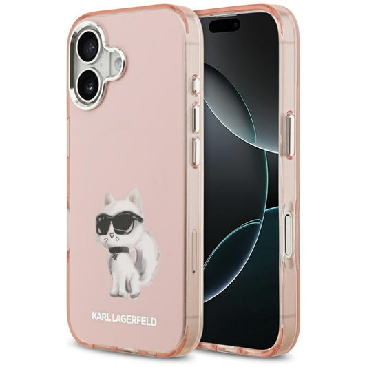 Funda MagSafe para Apple iPhone 17, Karl Lagerfeld, IML Aquarelle Logo Choupette, Rosa