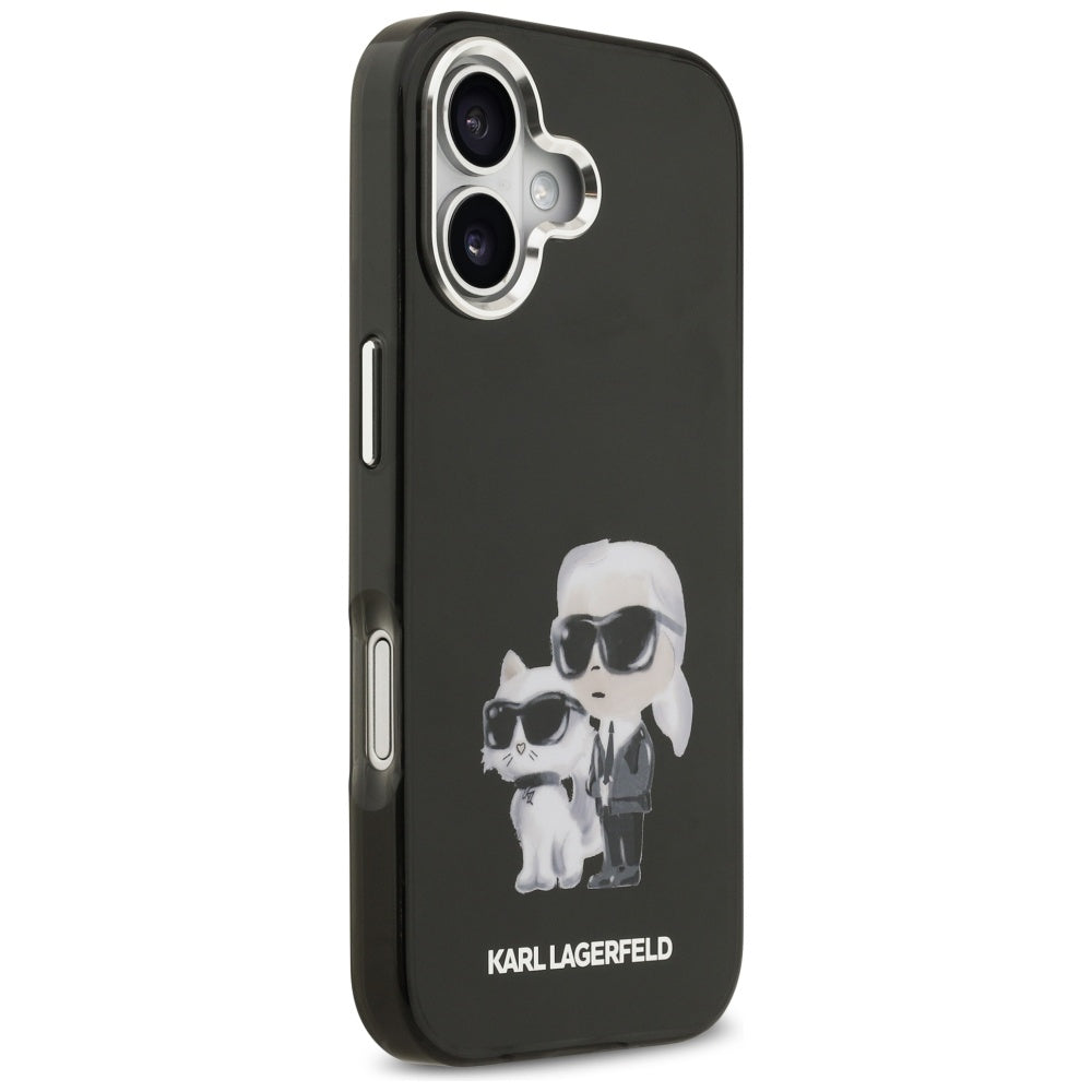Funda MagSafe para Apple iPhone 17, Karl Lagerfeld, IML Aquarelle Logo Karl & Choupette, Negra