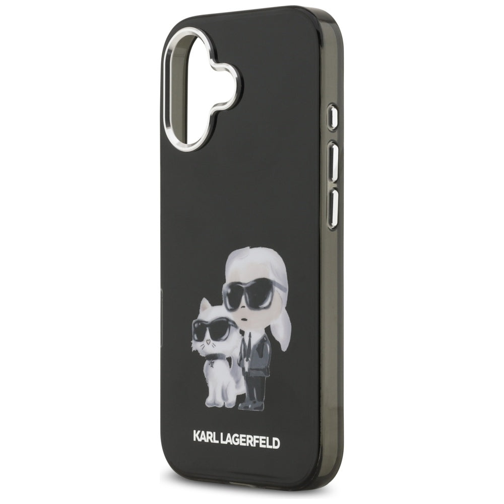 Funda MagSafe para Apple iPhone 17, Karl Lagerfeld, IML Aquarelle Logo Karl & Choupette, Negra