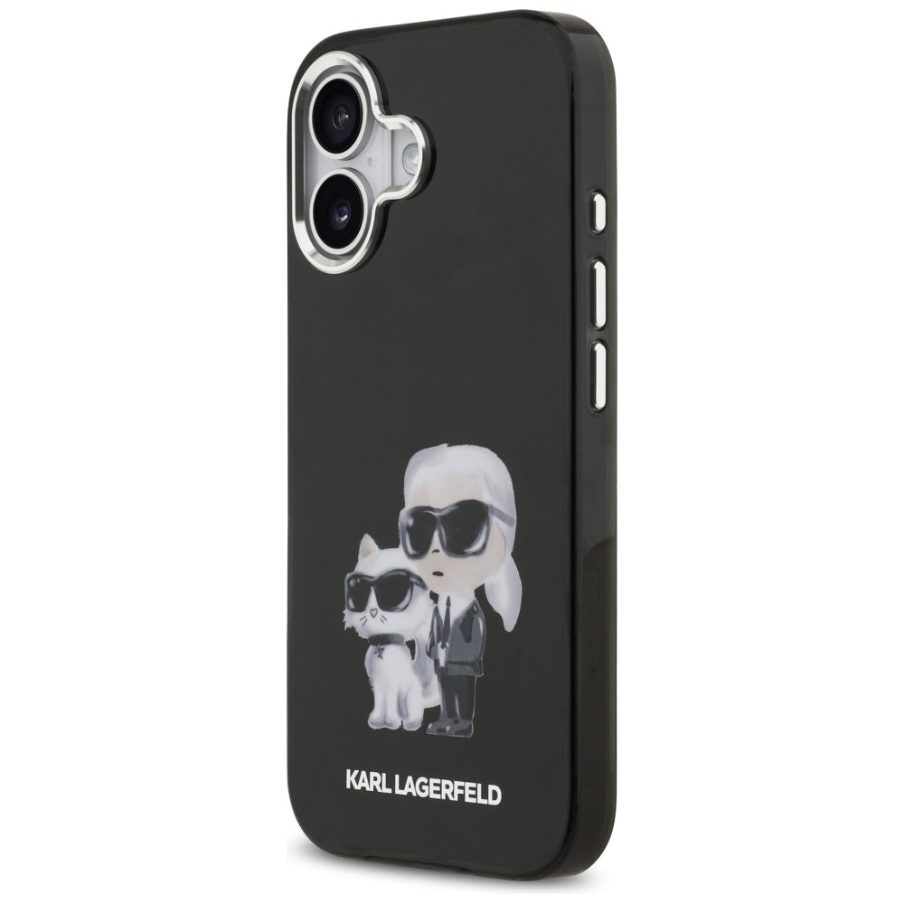 Funda MagSafe para Apple iPhone 17, Karl Lagerfeld, IML Aquarelle Logo Karl & Choupette, Negra