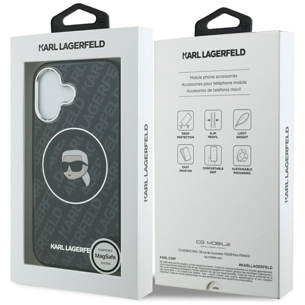 Funda MagSafe para Apple iPhone 17, Karl Lagerfeld, IML Karl's Head, Negra
