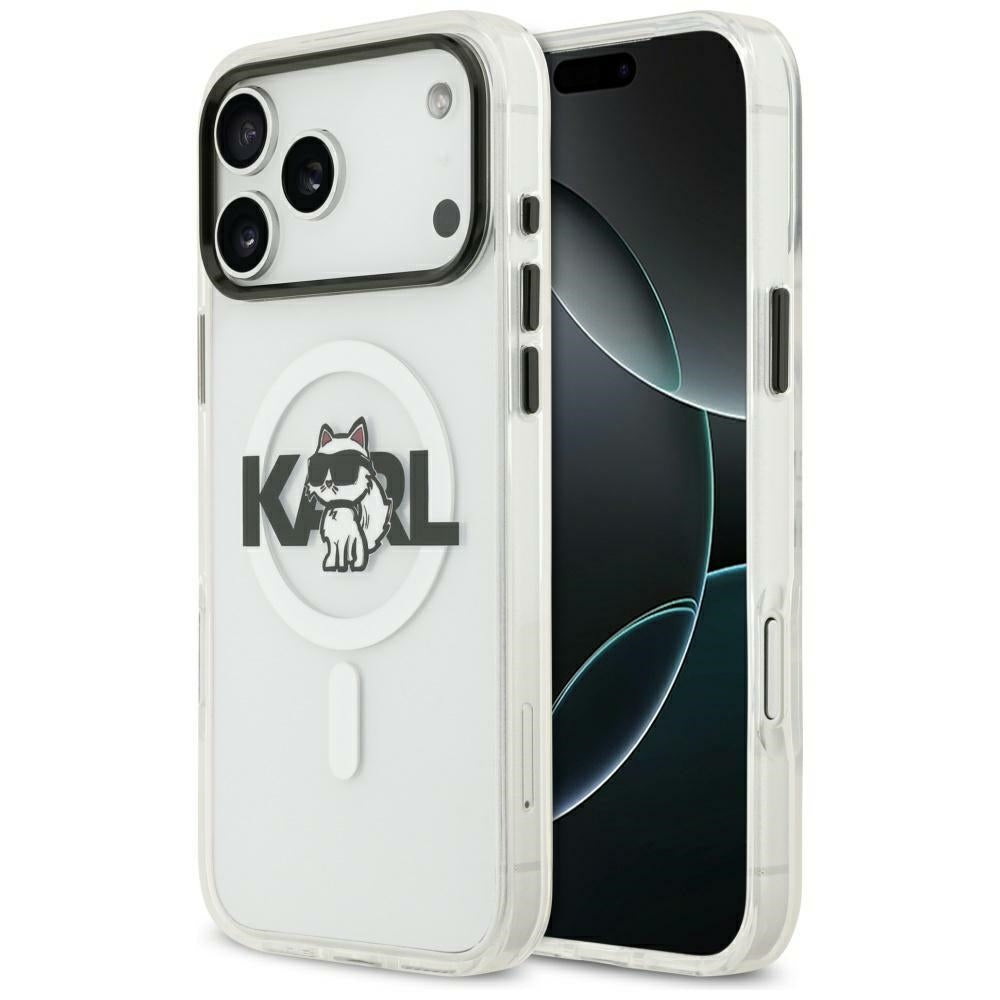 Funda MagSafe para Apple iPhone 17, Karl Lagerfeld, IML Sketch Logo Choupette, Transparente