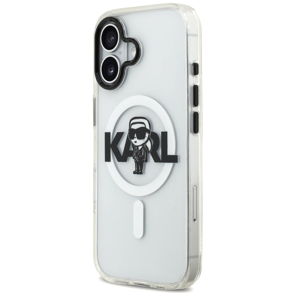 Funda MagSafe para Apple iPhone 17, Karl Lagerfeld, IML Sketch Logo Karl, Transparente