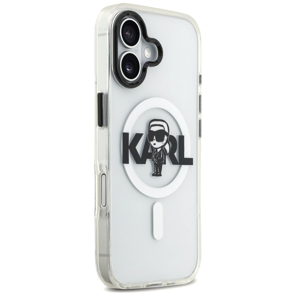 Funda MagSafe para Apple iPhone 17, Karl Lagerfeld, IML Sketch Logo Karl, Transparente