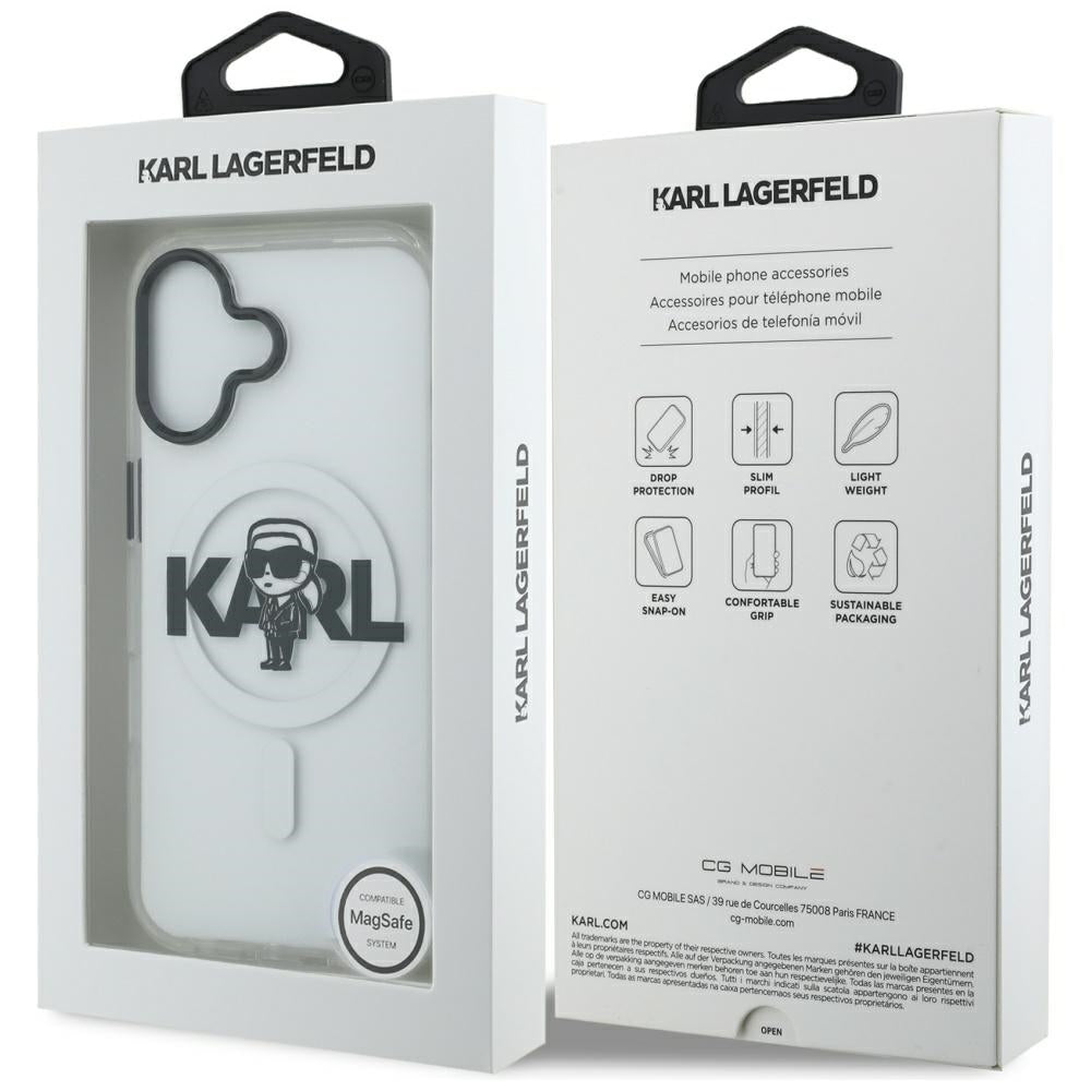Funda MagSafe para Apple iPhone 17, Karl Lagerfeld, IML Sketch Logo Karl, Transparente