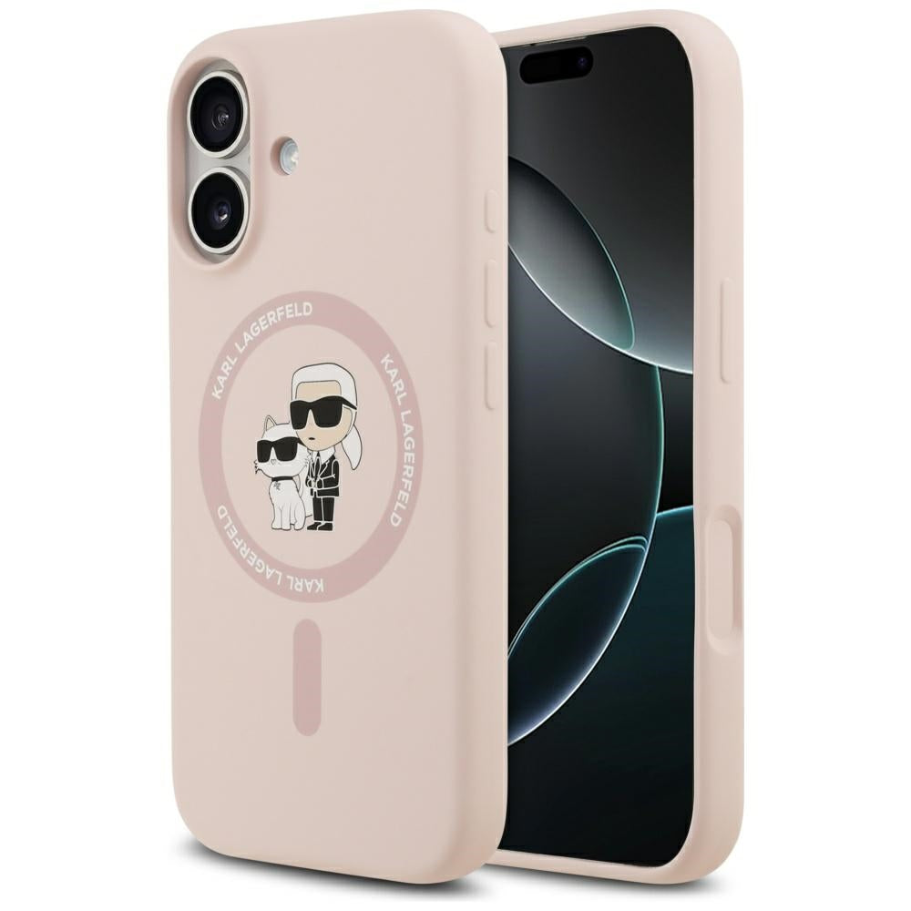 Funda MagSafe para Apple iPhone 17, Karl Lagerfeld, Ring Karl & Choupette, Rosa.