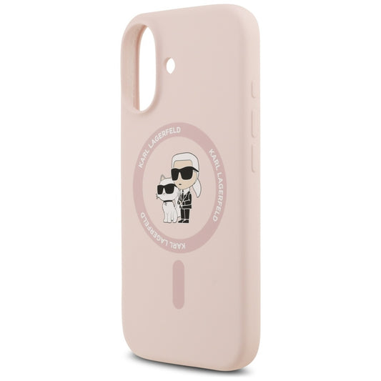 Funda MagSafe para Apple iPhone 17, Karl Lagerfeld, Ring Karl & Choupette, Rosa.