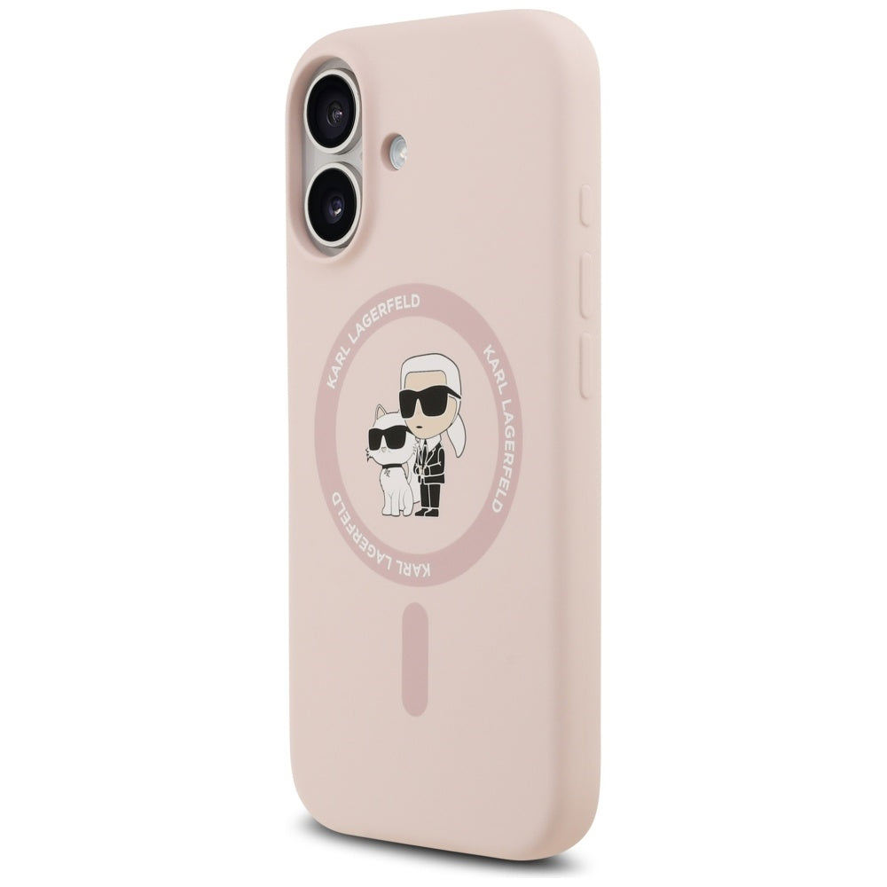 Funda MagSafe para Apple iPhone 17, Karl Lagerfeld, Ring Karl & Choupette, Rosa.