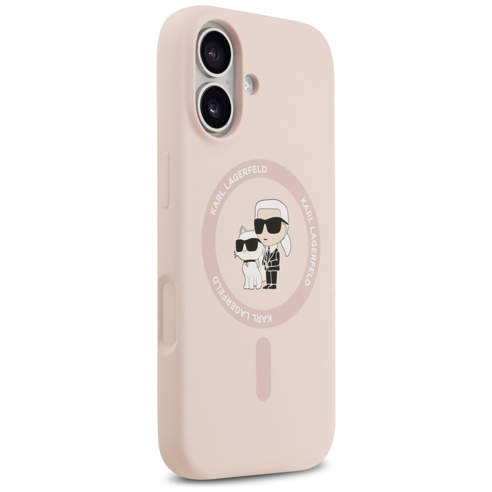 Funda MagSafe para Apple iPhone 17, Karl Lagerfeld, Ring Karl & Choupette, Rosa.