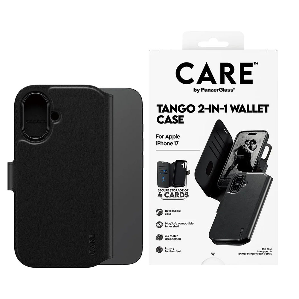 Funda MagSafe para Apple iPhone 17, PanzerGlass, Care Feature Tango Two-in-One, Negra.