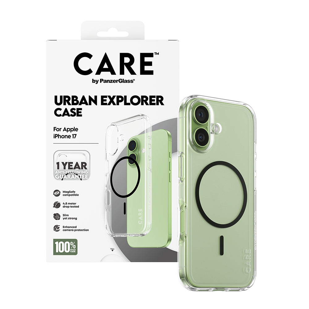 Funda MagSafe para Apple iPhone 17, PanzerGlass, Care Urban Explorer, Transparente Negra