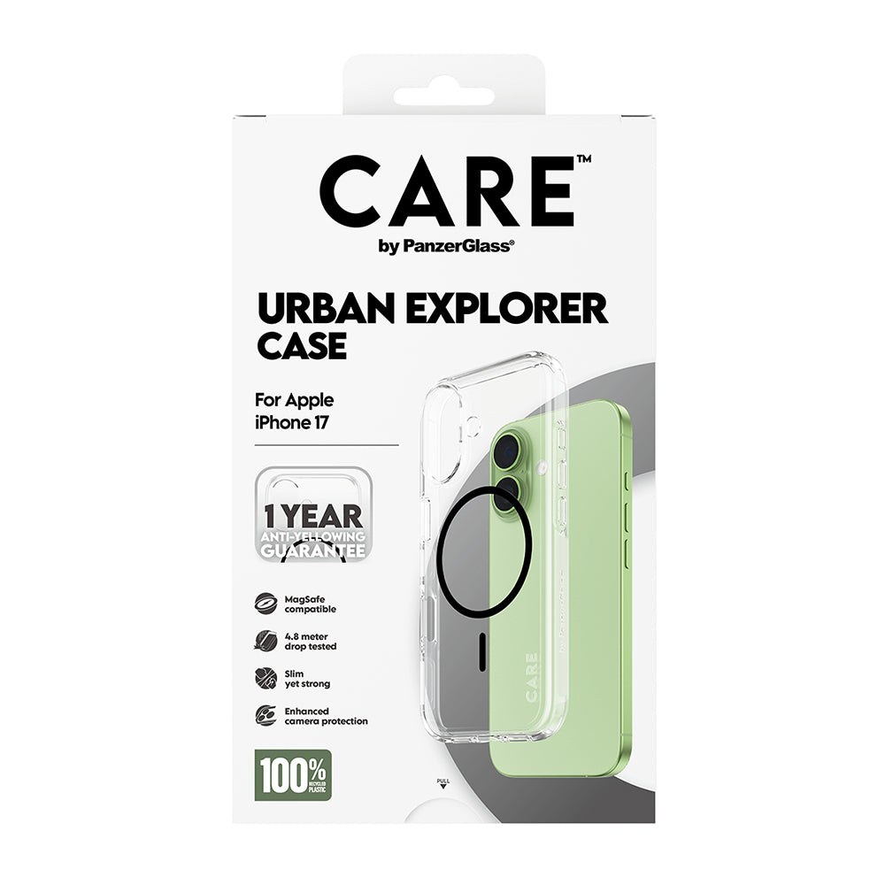 Funda MagSafe para Apple iPhone 17, PanzerGlass, Care Urban Explorer, Transparente Negra