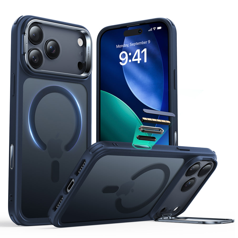 Funda MagSafe para Apple iPhone 17 Pro, ESR, Classic Hybrid Kickstand, Azul Satinado