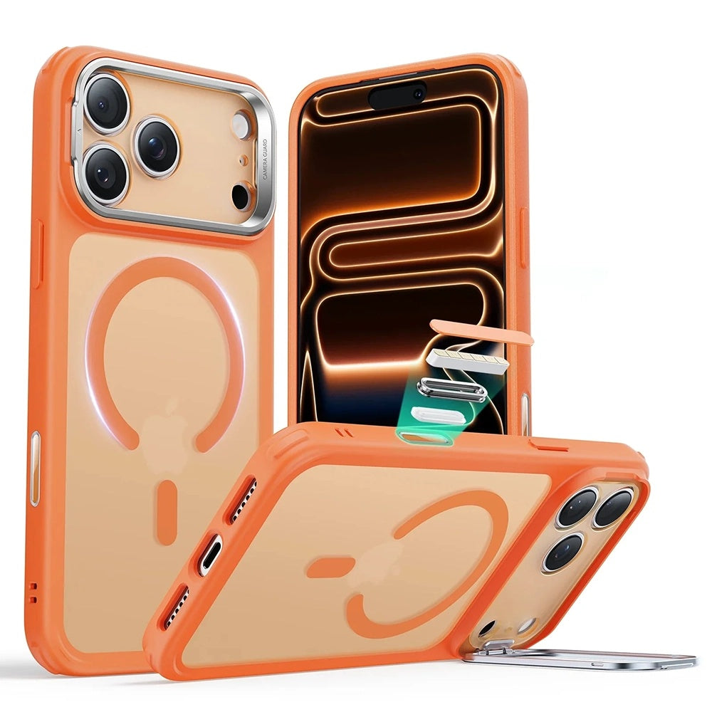 Funda MagSafe para Apple iPhone 17 Pro, ESR, Classic Hybrid Kickstand Slide, Naranja Satinada