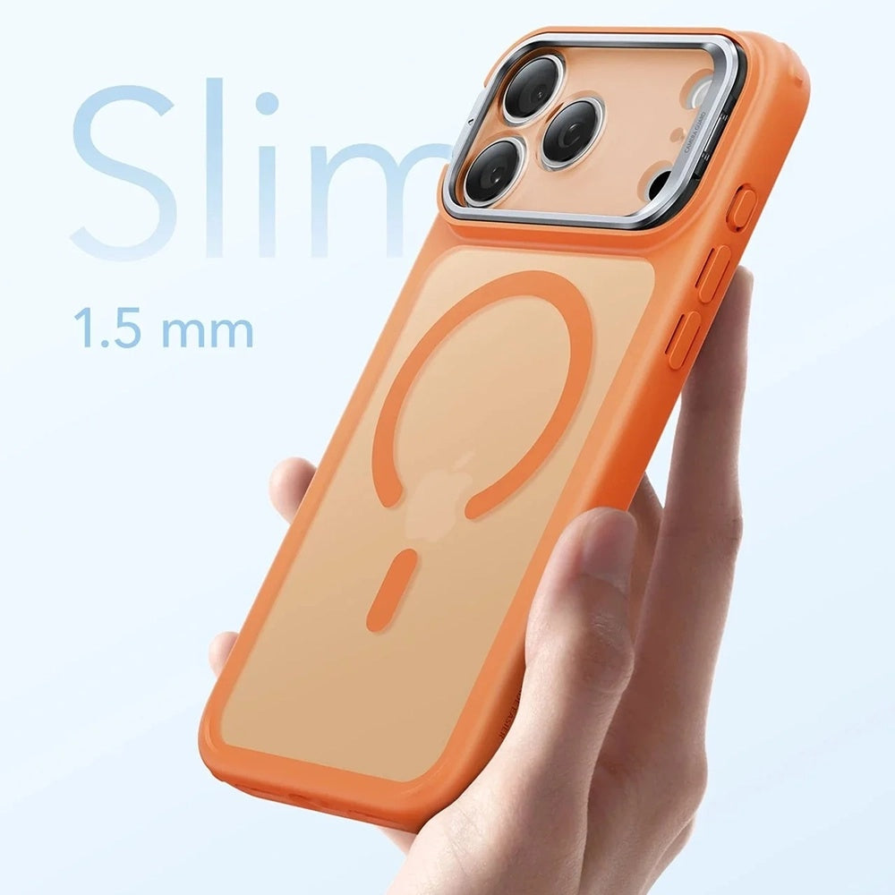 Funda MagSafe para Apple iPhone 17 Pro, ESR, Classic Hybrid Kickstand Slide, Naranja Satinada