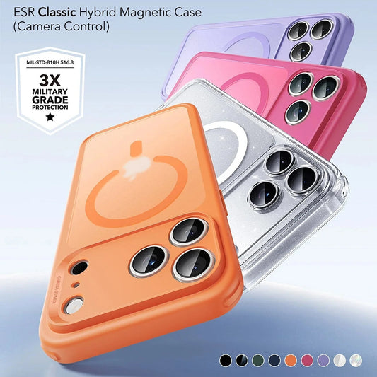 Funda MagSafe para Apple iPhone 17 Pro, ESR, Classic Hybrid Shimmer, Transparente