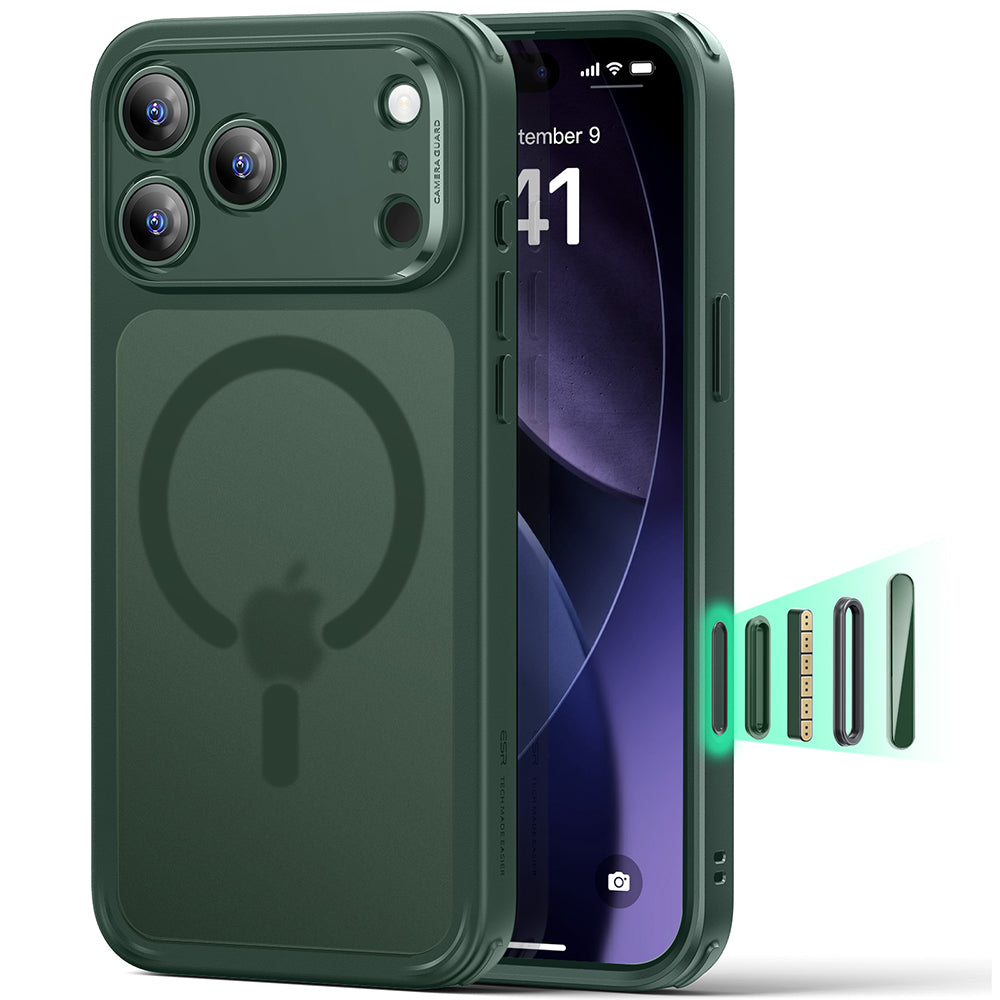 Funda MagSafe para Apple iPhone 17 Pro, ESR, Classic Hybrid, Verde Satinado