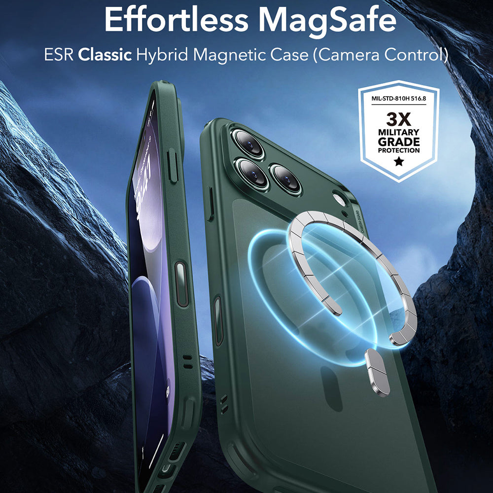 Funda MagSafe para Apple iPhone 17 Pro, ESR, Classic Hybrid, Verde Satinado