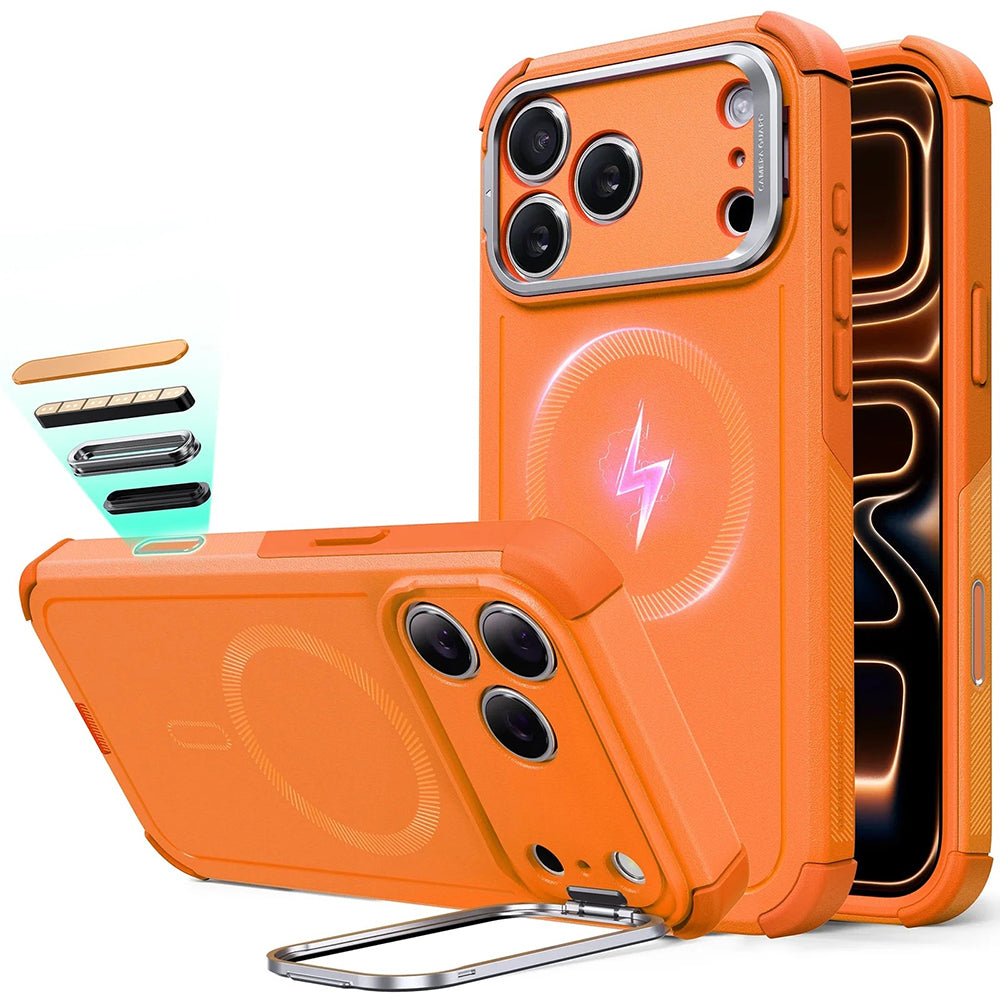 MagSafe Case for Apple iPhone 17 Pro, ESR, Cyber Armor Kickstand, Orange