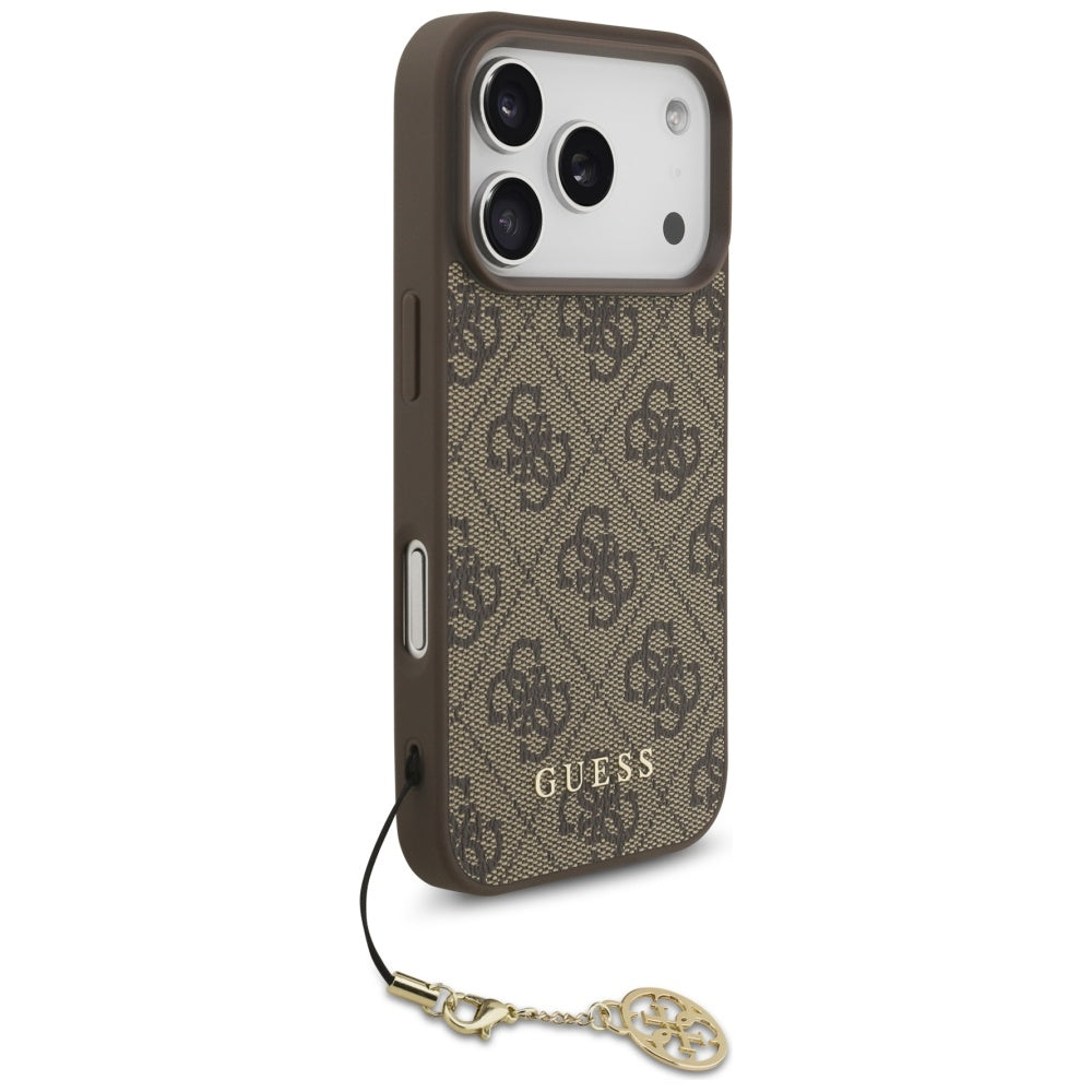 Funda MagSafe para Apple iPhone 17 Pro, Guess, 4G Charm Cradle, Marrón