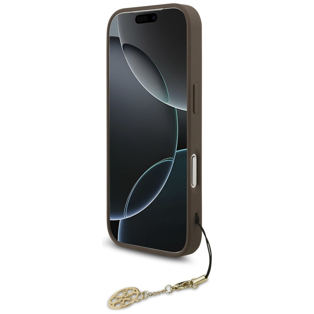Funda MagSafe para Apple iPhone 17 Pro, Guess, 4G Charm Cradle, Marrón