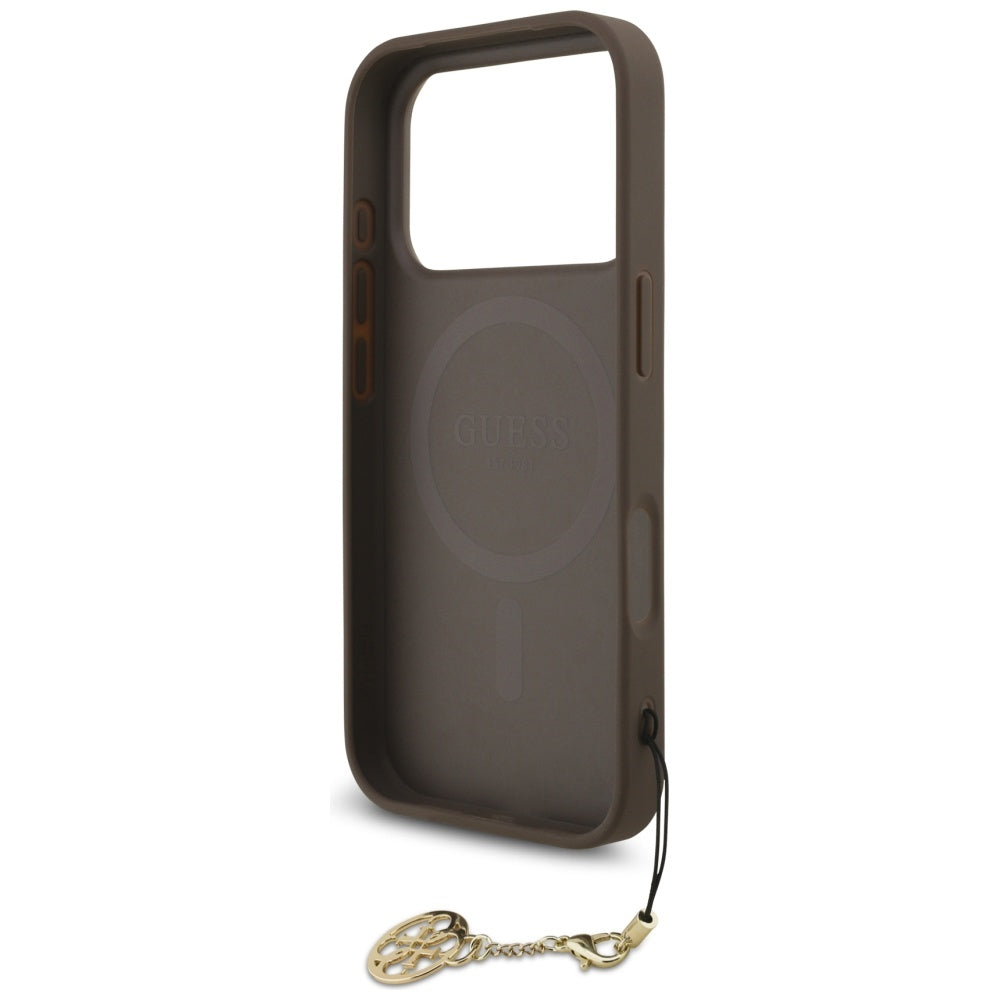 Funda MagSafe para Apple iPhone 17 Pro, Guess, 4G Charm Cradle, Marrón
