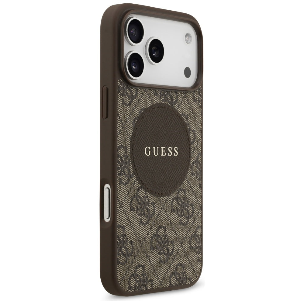 Funda MagSafe para Apple iPhone 17 Pro, Guess, 4G Circle Classic Logo, Marrón