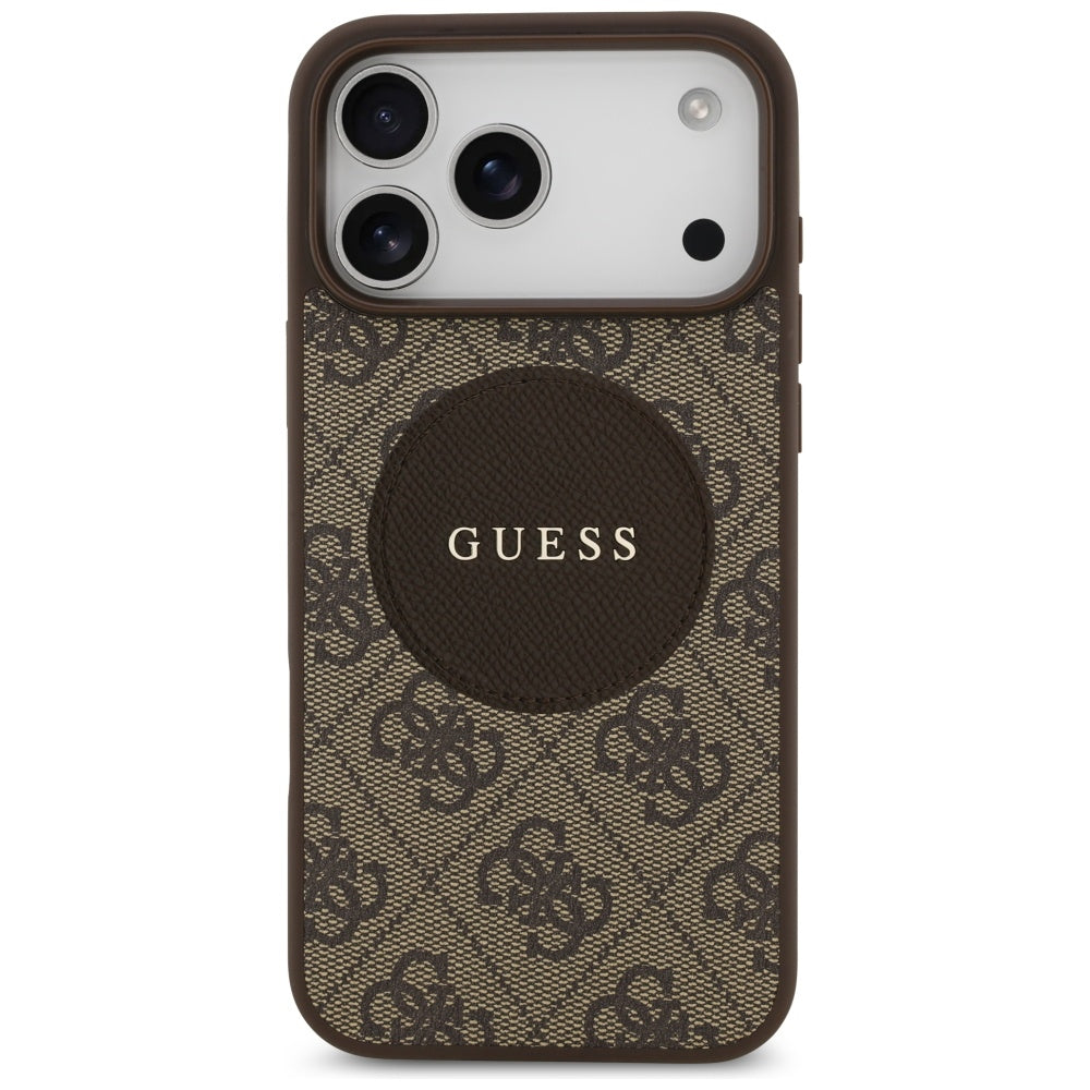Funda MagSafe para Apple iPhone 17 Pro, Guess, 4G Circle Classic Logo, Marrón
