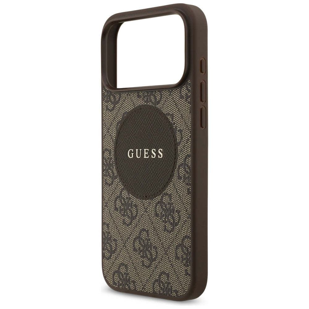 Funda MagSafe para Apple iPhone 17 Pro, Guess, 4G Circle Classic Logo, Marrón
