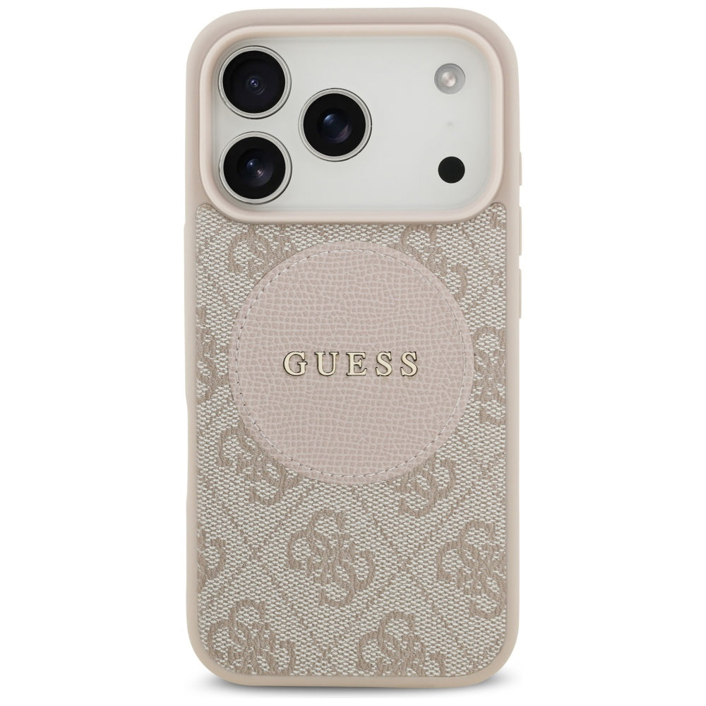 Funda MagSafe para Apple iPhone 17 Pro, Guess, 4G Circle Classic Logo, Rosa