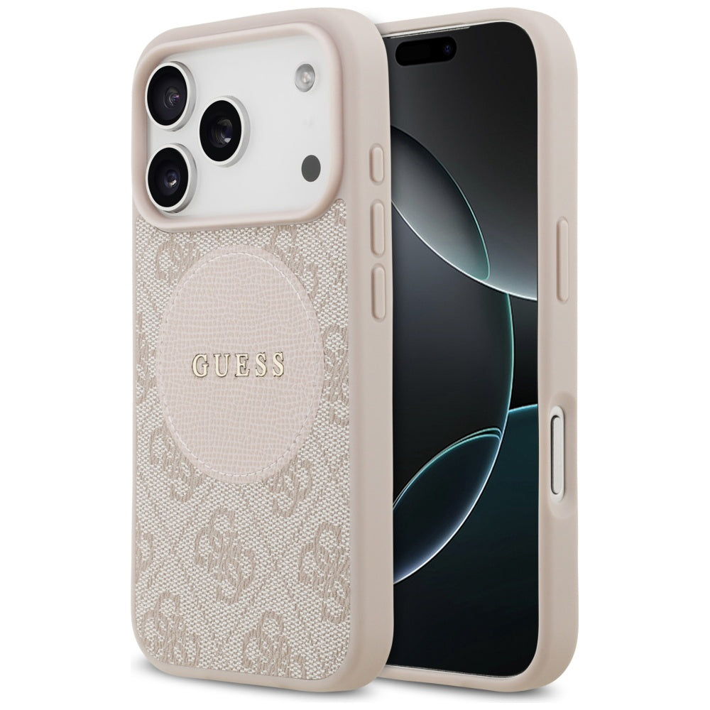 Funda MagSafe para Apple iPhone 17 Pro, Guess, 4G Circle Classic Logo, Rosa