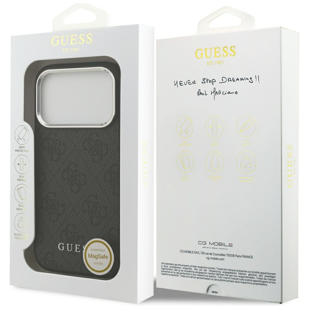 Funda MagSafe para Apple iPhone 17 Pro, Guess, 4G Classic Logo, Negra
