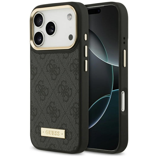 Funda MagSafe para Apple iPhone 17 Pro, Guess, 4G Logo Plate, Negra