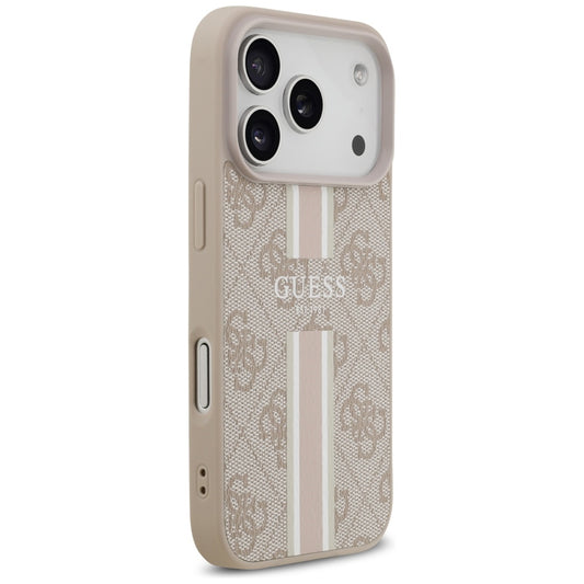 Funda MagSafe para Apple iPhone 17 Pro, Guess, 4G Printed Stripes, Rosa