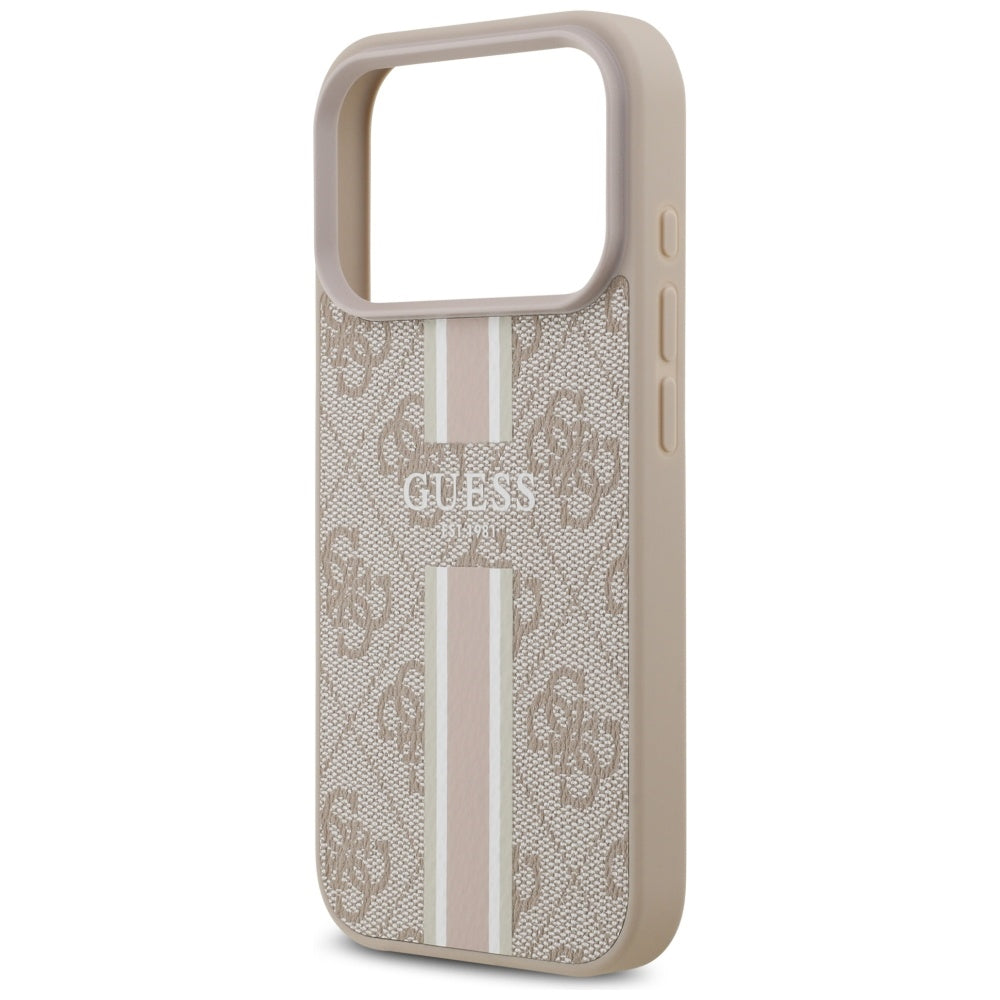 Funda MagSafe para Apple iPhone 17 Pro, Guess, 4G Printed Stripes, Rosa