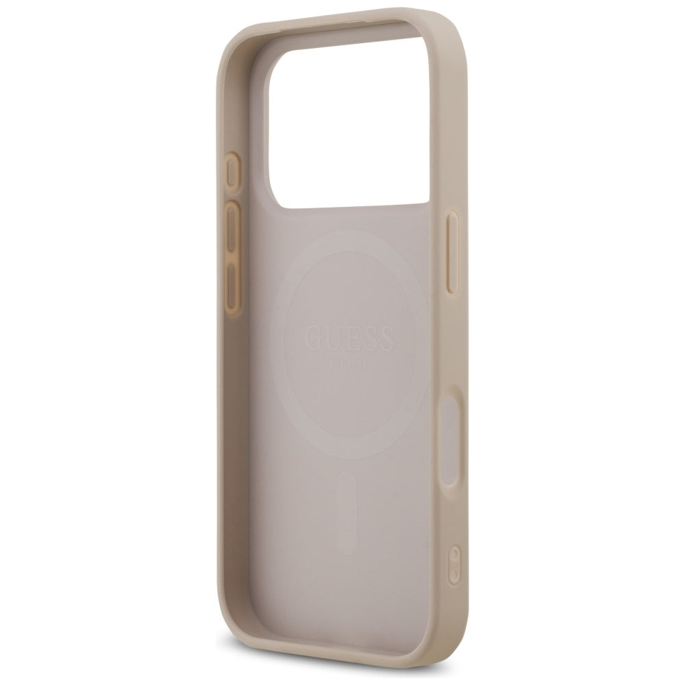 Funda MagSafe para Apple iPhone 17 Pro, Guess, 4G Printed Stripes, Rosa