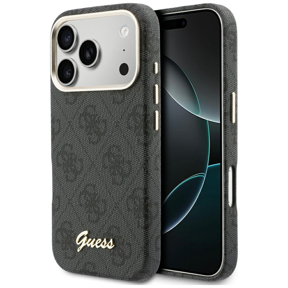 Funda MagSafe para Apple iPhone 17 Pro, Guess, 4G Script Logo, Negra