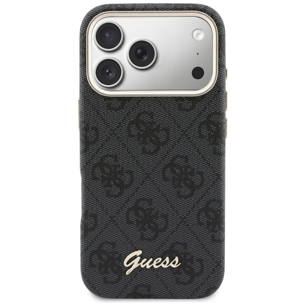 Funda MagSafe para Apple iPhone 17 Pro, Guess, 4G Script Logo, Negra