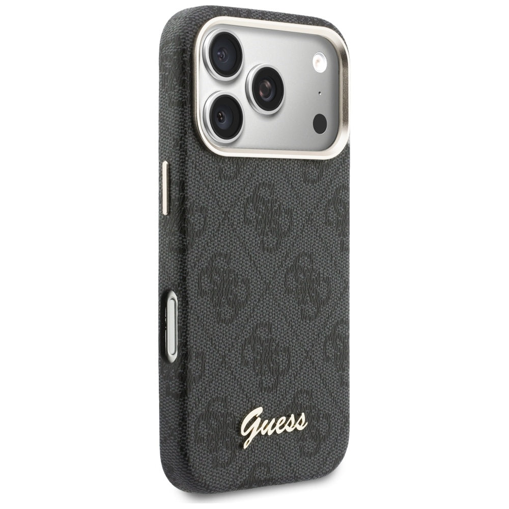 Funda MagSafe para Apple iPhone 17 Pro, Guess, 4G Script Logo, Negra