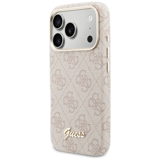 Funda MagSafe para Apple iPhone 17 Pro, Guess, 4G Script Logo, Rosa.