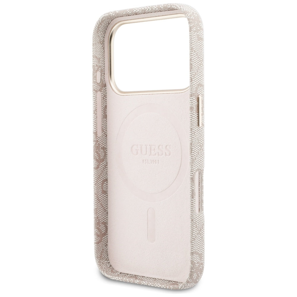 Funda MagSafe para Apple iPhone 17 Pro, Guess, 4G Script Logo, Rosa.