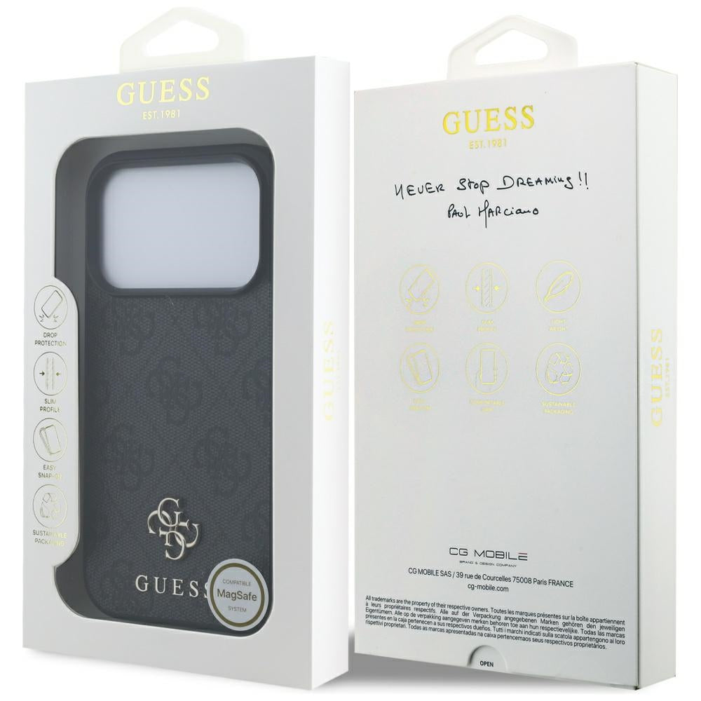 Funda MagSafe para Apple iPhone 17 Pro, Guess, 4G Small and Classic Logo, Negra