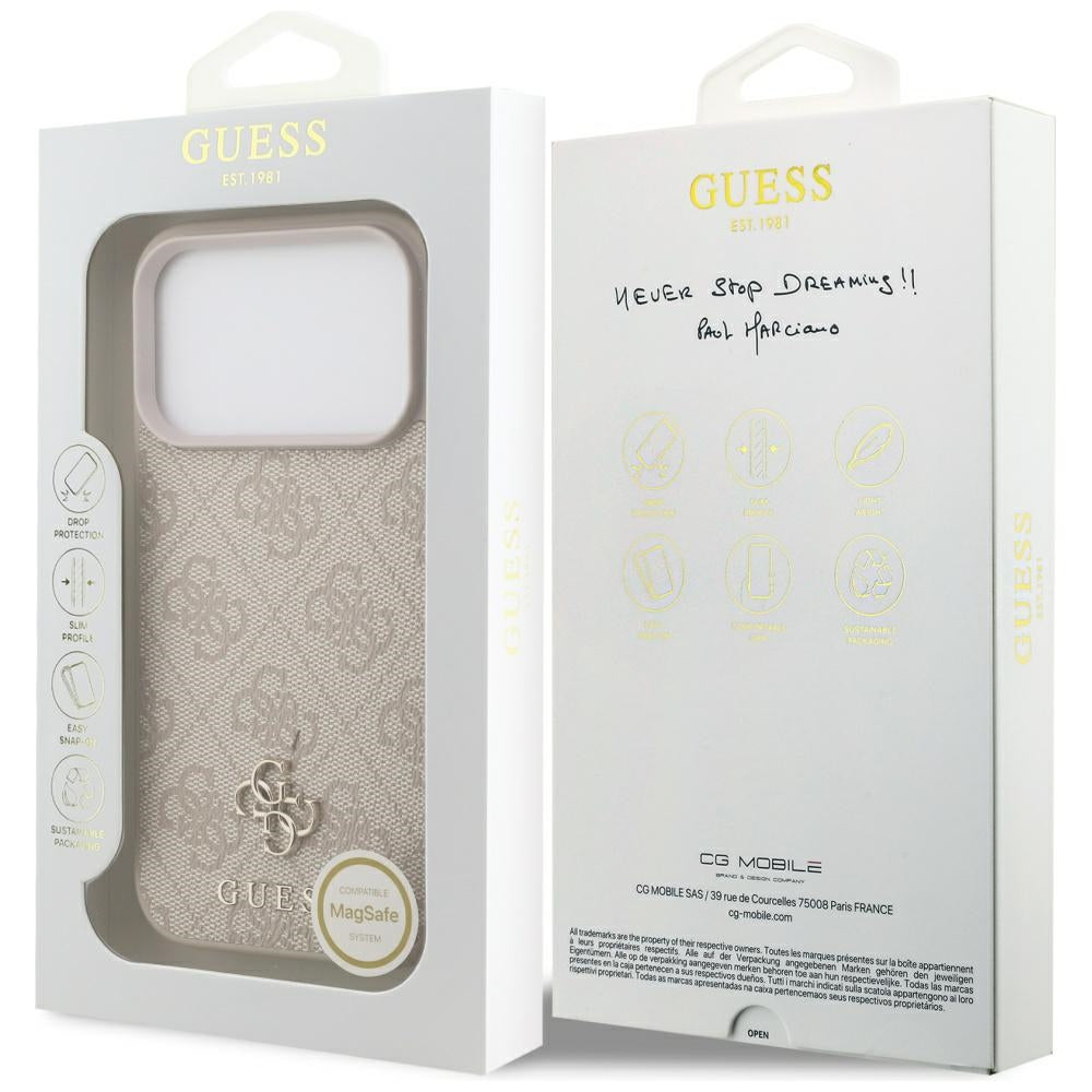 Funda MagSafe para Apple iPhone 17 Pro, Guess, 4G Small and Classic Logo, Rosa