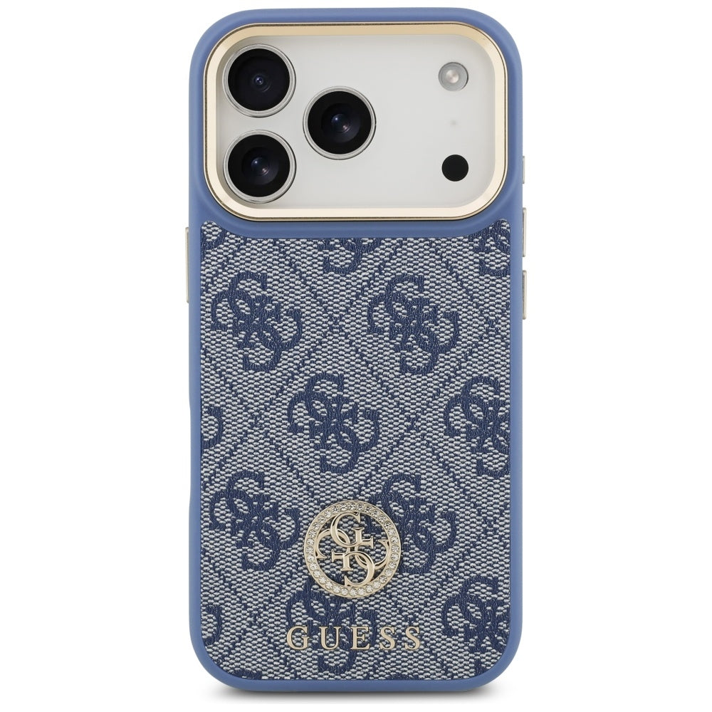 Funda MagSafe para Apple iPhone 17 Pro, Guess, 4G Strass Logo, Azul