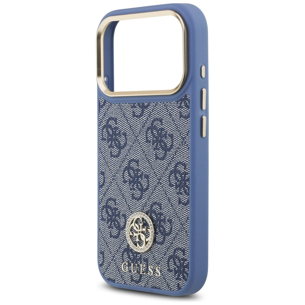 Funda MagSafe para Apple iPhone 17 Pro, Guess, 4G Strass Logo, Azul